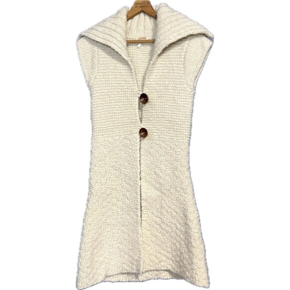 Free People Cardigan Sweater Vest Sz S Wool Blend Heavy Knit Button Boho - Picture 1 of 3